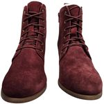 Diba Blake Suede Bootie Burgundy Lace Up Wedge Ankle Boots Women Size 8.5 Red Photo 2