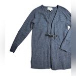 Ellen Tracy Tunic Sweater 100% Merino Wool Cardigan Women Gray Long Sleeve Belt Photo 1