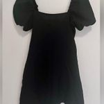 H&M  Black Mini Dress. Women’s Size XS. Belle Sleeves, Square Neckline. Raw Hem Photo 1