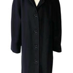 VINTAGE JULIA KLEIN Hooded Wool Longline Pea Coat Black Size 12 Photo 0