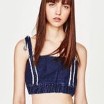 ZARA  Blue Denim Crop Top Size XS Photo 0