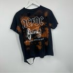 AC/DC ACDC Bleach Splatter Short Sleeve Shirt Size Large Distressed Worn Grunge Boho Photo 2