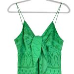 Alice + Olivia ALICE‎ + OLIVIA Roe Tie-Front Flare Dress Green Keyhole Mini Geometric Silk Sm 4 Photo 3