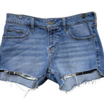 Hollister  Low Rise Boyfriend Denim‎ Shorts Sz 7/28 Blue Dstressed Raw Hem Jean Photo 0