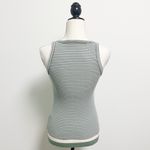 Aerie Green Off White Stripe Olive Fun Tuck It In Henley Ribbed Slim Fit Tank XS Photo 3
