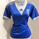 Adidas Deerfoot United blue and white short sleeved slim fit fitted streetwear T-shirt jersey Photo 0