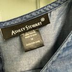 Ashley Stewart Chambray Rose Embroidered Dress Size 18 Roll Tab Sleeves Photo 2