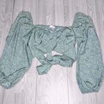 Blush BJ Women’s Ditsy Floral Tied Long Sleeve Crop Top Photo 0