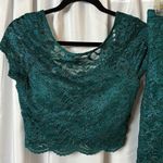 Xtraordinary  Set Green Lace Crop Top with Midi Skirt Formal Party Holiday Size 9 Photo 2