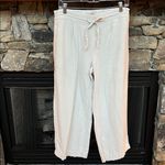 Per Se  Comfy Loose Linen Drawstring Waist Pants Womens Medium Light Khaki Photo 2