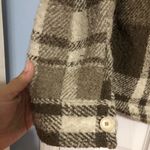 ZARA  plaid shacket jacket tan brown women’s size large button up‎ wool blend Photo 5