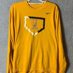 Nike  Long‎ Sleeve Tee T-Shirt Womens Large Yellow Dri-Fit Athletic Cut Photo 0