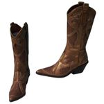 Donald Pliner Western Gold Metallic Leather Intricate Stitch Boot New $750 NWT Size 6.5 Photo 1