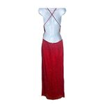 Scala Red Silk Beaded Plunge Neckline Dress Gown NWT Sz. PM Photo 3