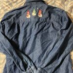 Karen Scott  small Denim Christmas embroidered button up Photo 5