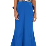 Sachin + Babi  Topanga Blue Silver Sequin Bodice Gown with Back Bow Size 6 Photo 0