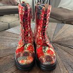 Laura Ashley Aerosoles Aware x  Shelton Quilted Combat Boot Red Velvet Floral Photo 4