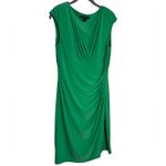 Ralph Lauren Lauren  Green Cap Sleeve Ruched V Neck Dress Size 10 Photo 3