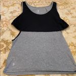 Ellie Grey & Black Tank with Attached Black Shelf Top Cut Out Sz Medium Workout Photo 0