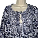 BeachLunchLounge  Short Sleeve Tassle Mini Dress Women's‎ Large Navy Blue Aztec Photo 3
