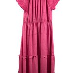 Bohemian Pink Maxi Dress With Lace Sleeves & Embroidery Size L By The River Size L Photo 5