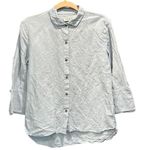 Halston Heritage  Powder Blue Coastal Grandma Linen And Viscose Button Down Shirt Photo 4