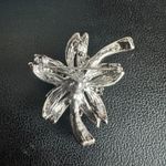 Vintage Rhinestone Statement Bow Brooch Silver Bridal Pin Photo 1