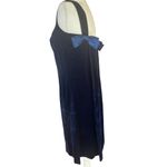 Vintage Blanes Navy Blue Velvet Mini Dress Made in England Bows on Back Size 12 Photo 2
