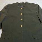 Levine Classics Women's High Neck Power Blazer Jacket Crest Buttons Size 14 Green Photo 4