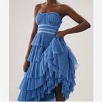 Hutch Anthropologie Strapless Tiered Tulle Dress Blue Size 16 Photo 3