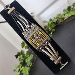 Rustic Western Silver with Cross Rubber Bracelet Photo 0