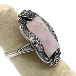 Rose Quartz 925 Sterling Silver Square Stone Ring Photo 1