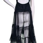 Anthropologie Maeve Black Sheer Overlay Tierred Tulle Dress Large NWT Photo 6