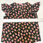 Kate Spade New York medium ditsy rosed flutter sleeve keyhole top TB2 2893 Black Photo 2