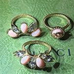 Gucci  Interlocking G Flower Ring Ottone/Resin/Strass Gold Pink Crystal 702609 Photo 5