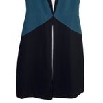 ZARA  Professional Cap Sleeve Colorblock Sheath Midi Dress S Blue Black White Photo 2