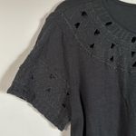 Lucky Brand Embroidered Cut Out Top Dark Charcoal Size S Photo 4
