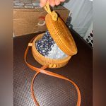 Round Woven Tan Crossbody Bag Photo 3