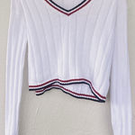 Brandy Melville  Ribbed Knit Cropped Sweater V-Neck Tennis Preppy Academia Italy Photo 0