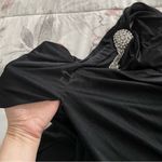 BCBG Maxazria black one shoulder crystal brooch relaxed fit mini dress, size S Photo 7