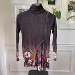 Desigual Long Freya Turtleneck Tunic Sweater Knit Chiffon $122 M Photo 1
