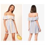 Reformation Landy Marbella Off Shoulder Linen Stripe Dress 10 Photo 2