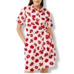 Free Assembly Faux Wrap Shirt Dress Floral NWOT Med Romantic Above Knee Boho White Photo 1