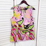 Nina Leonard  Paisley Retro Twill Sleeveless Tunic Top Pink Multi‎ 12 Photo 7
