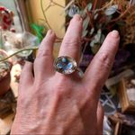 Larimar & Moonstone Israeli Hammered Sterling Silver Ring Size 9.5 Silver Photo 5