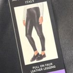 Mario Serrani Women’s  Black Faux Leather Pull On Leggings Size XS NWT Photo 0