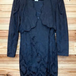 Vintage Roberta little Black Brocade Dress & Jacket Set Size 13/14 Made in USA Photo 0
