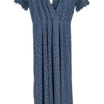 Baltic Born  Venice Lace Maxi Dress size Large Slate Blue Surplice V Neckline Photo 0
