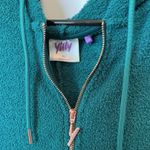 YITTY  XL Teal Green Fuzzy Short Sleeve Hooded Romper Jumpsuit Zip Pockets Photo 2