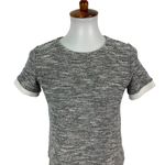 ZARA  Trafaluc Textured Knit Short Sleeve Crew Neck Top Medium Gray White Photo 1